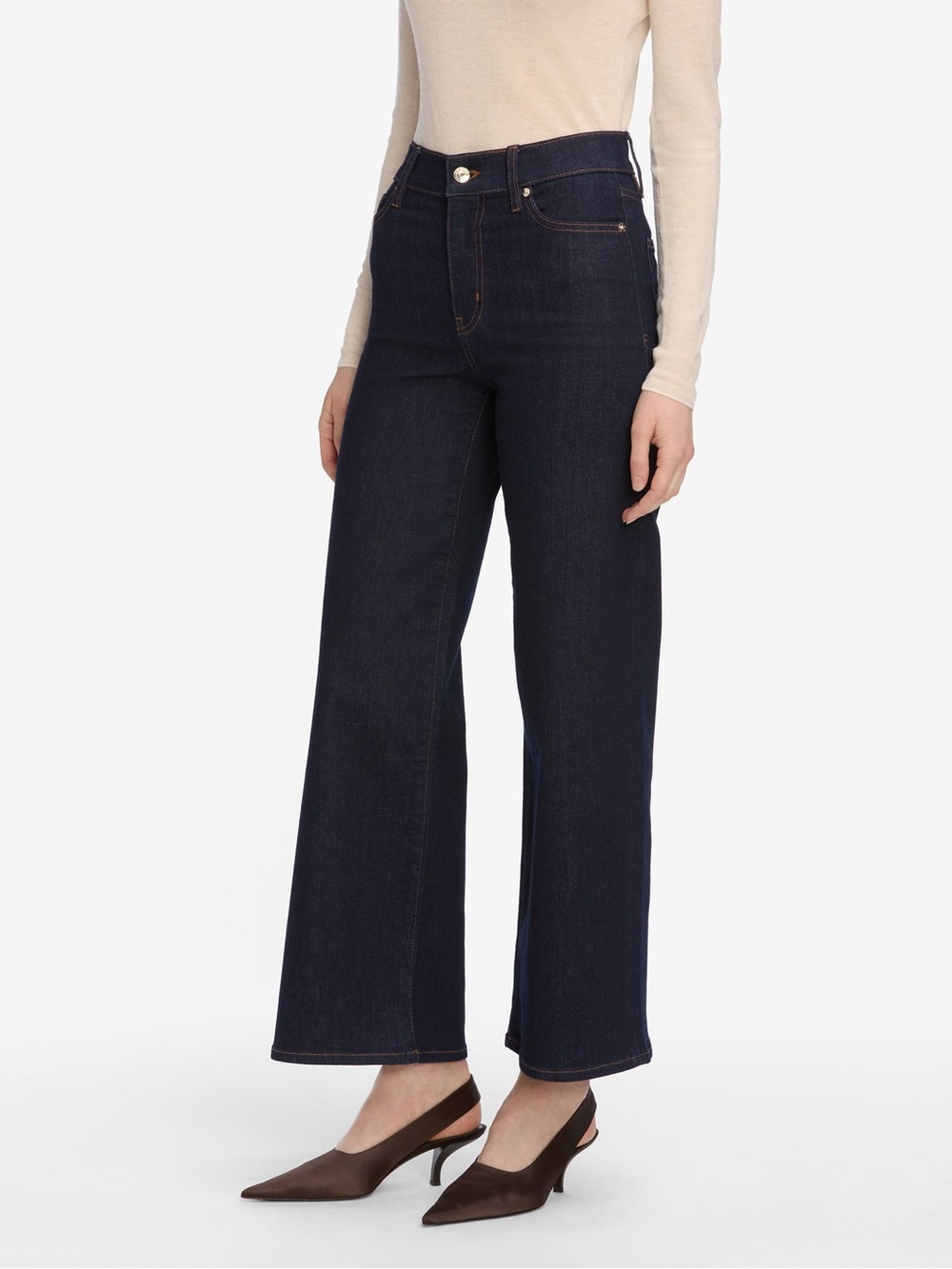 Frame Le Slim Palazzo Crop Jeans Womens 31 Rinse NWT High Rise Wide Leg LSPC814 - Picture 4 of 14